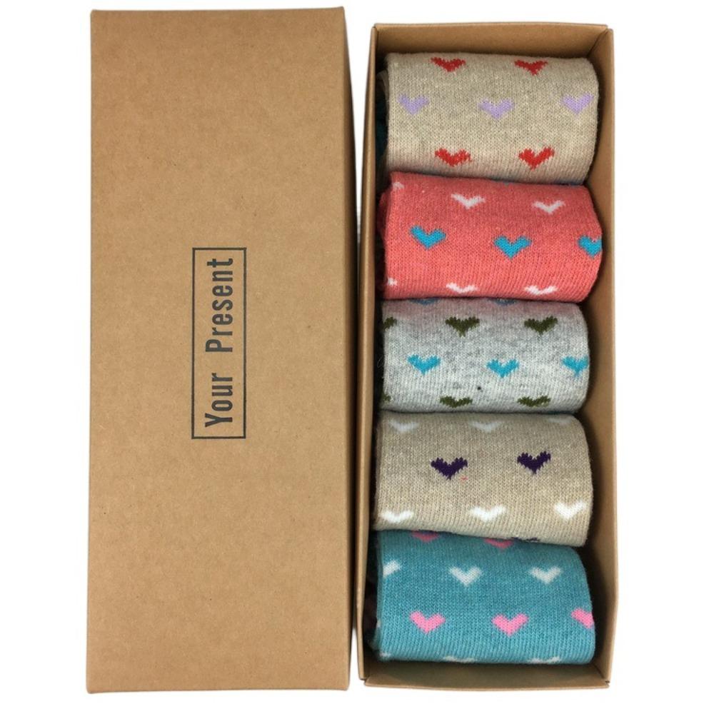 5 пар Шерстяных Рождественских Носков Носки средней длины с Рождественской елкой Милые Женские Носки Счастливого Нового года