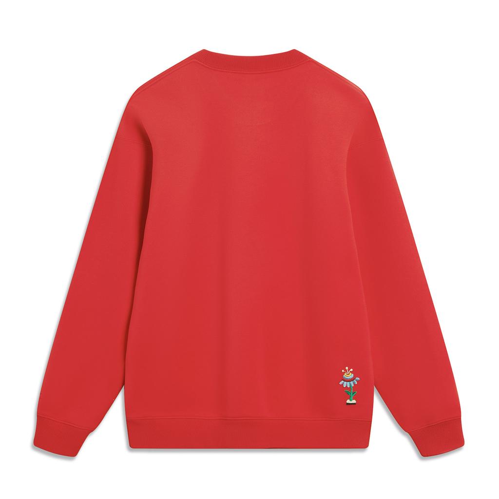 Li Ning Daily Prosperity Series Новогодний выпуск Zodiac Cultural Круглый вырез Пуловер Повседневный свитшот с длинным рукавом Унисекс свитшот AWDU051-6