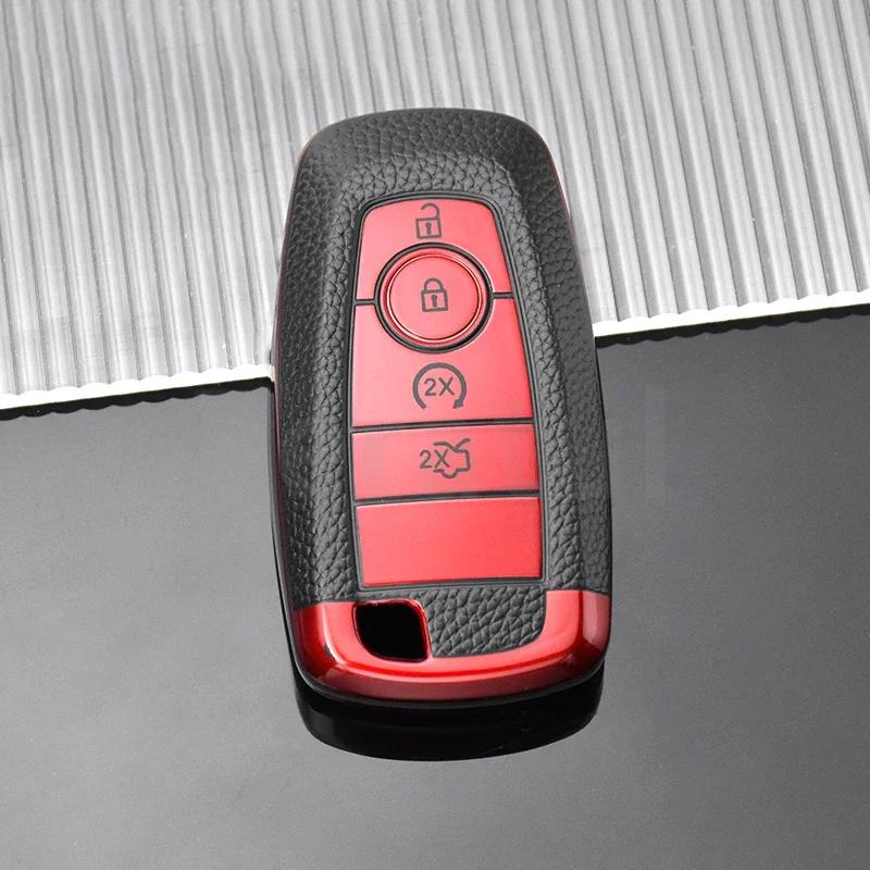 Держатель для брелока из ТПУ-кожи для Ford Fusion Mustang Explorer F150 Edge Mondeo Mk5 Focus Mk4 Чехол для автомобильного ключа Аксессуары