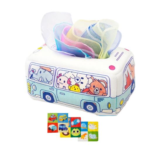 Красочная коробка для салфеток, детские сенсорные игрушки, мультяшная коробка с животными, мягкая коробка для салфеток с мятой бумагой