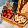 Tables Wooden Picnic Table With Glass Holder Round Foldable Desk Wine Glass Rack