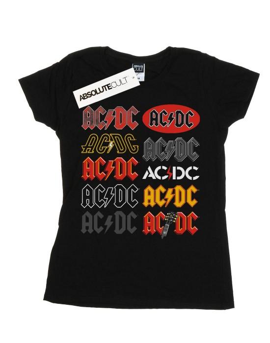 AC/DC Женская/дамская хлопковая футболка с несколькими логотипами