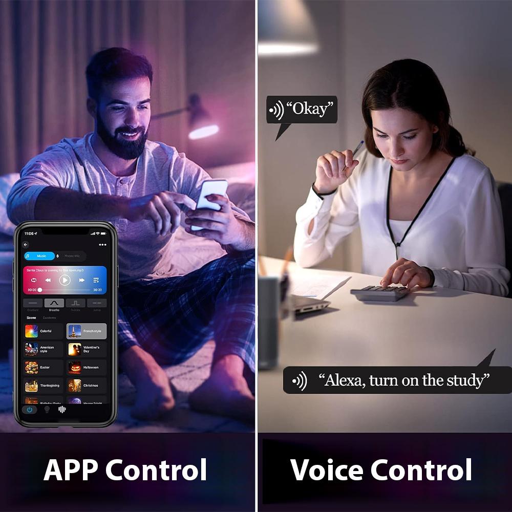 LED Night Light 7 Color Changing Smart Touch Control Bedside Table Lamp BT Remote Control 3600mAh