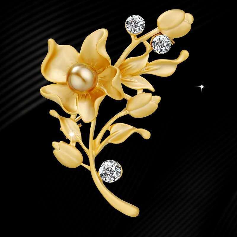 Brooch High-End Sense Niche High-End Women'S Silk Scarf Buckle Alloy Corsage Small Fragrant Wind Pearl Rhinestone High-End