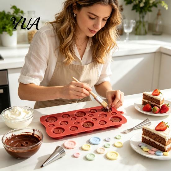Jewelry Making Supplies Button Silicone Mold, Food Grade Non Stick Chocolate Candy Casting Easy Release Mold Tray, Flexible for DIY Baking And