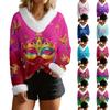 Women's Fashion And Casual Sweater Casual Long Sleeve Knit Pullover Carnival Top