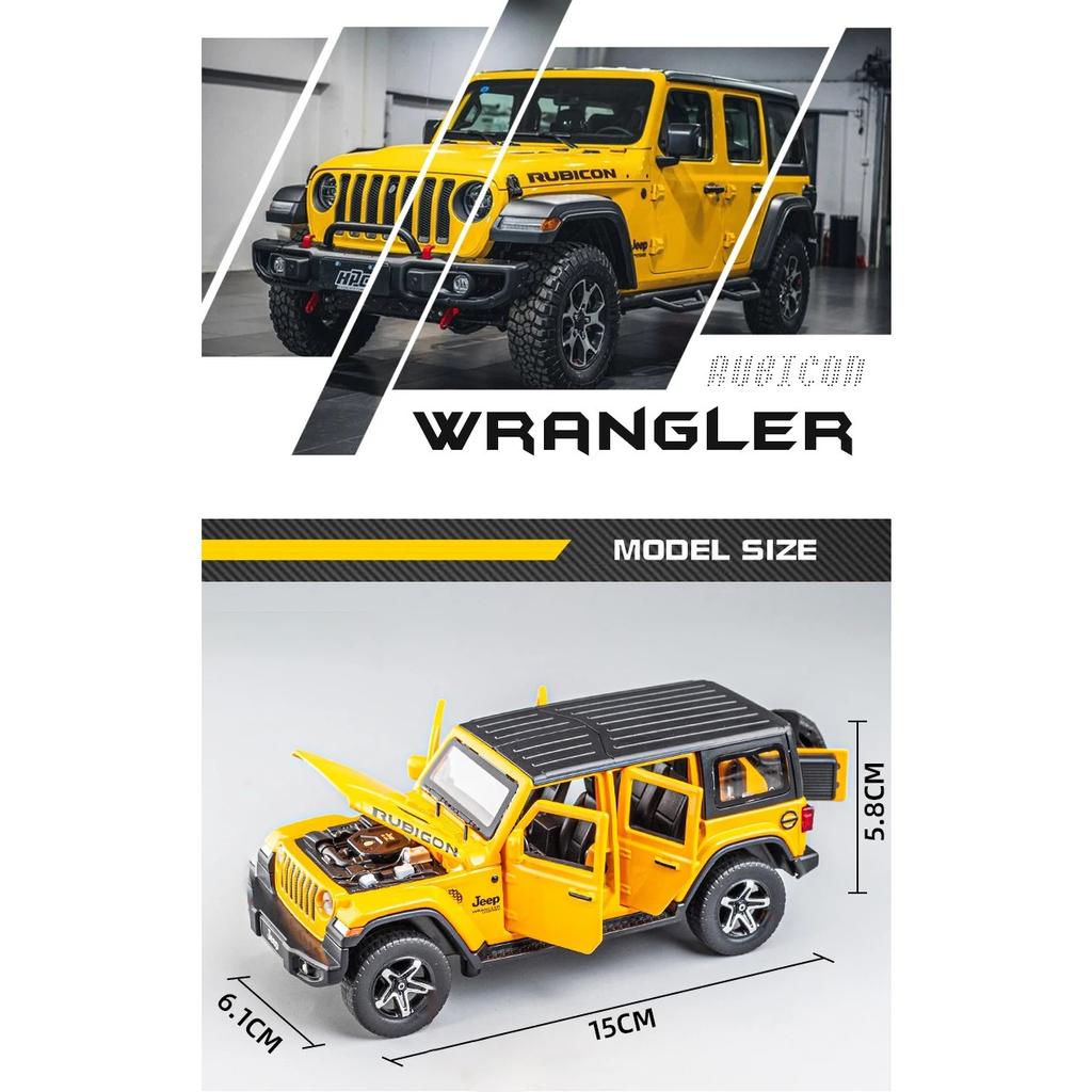 1/32 Jeep Wrangler Rubicon Модель игрушечного автомобиля с высокой имитацией звука и света внедорожная литая коллекционная игрушечная машина для детей