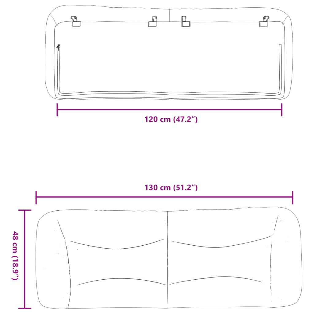 Headboard Cushion  Hvar  Light Grey 120 cm Fabric