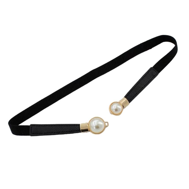 Waist Belt Golden Buckle Solid Color Skinny Belt for Dress Casual Wear Woven Stretchy Belt for Wrap Dress Halter Dress
