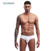 SEEINNER Мужские спортивные трусы-треугольники из рифленого хлопка с широкой талией