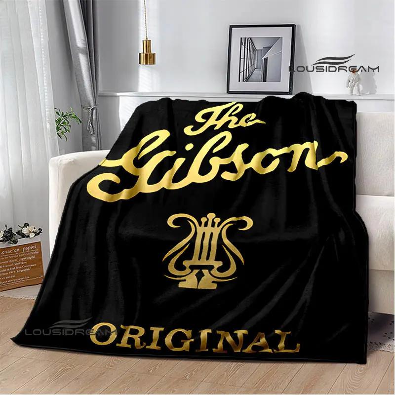 Одеяло с логотипом гитары Gibson, одеяло для согревания фланцев, одеяло для пикника, домашнее дорожное одеяло, подкладка для кровати, подарок на день рождения