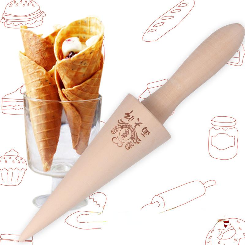 Wooden Egg Roll Ice Cream Cone Mold Spiral Croissants Cream Horn Moulds Omelet Waffle Roller Pastry Mold Kitchen Baking Tool