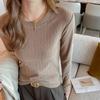 Threaded Small Round Neck Base Shirt for Women High-end Feel Inside Autumn Winter Long Sleeved T-shirt Can Be Worn On the Outside German Velvet Top