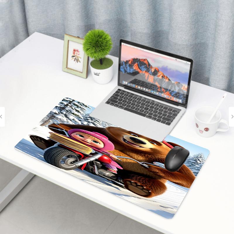 Masha and The Bear Print Mouse Pad, Anti‑Slip Desktop keyboard Mat, for PC Laptop Gaming Working Daily Use, Cool Festival Surprise Gift