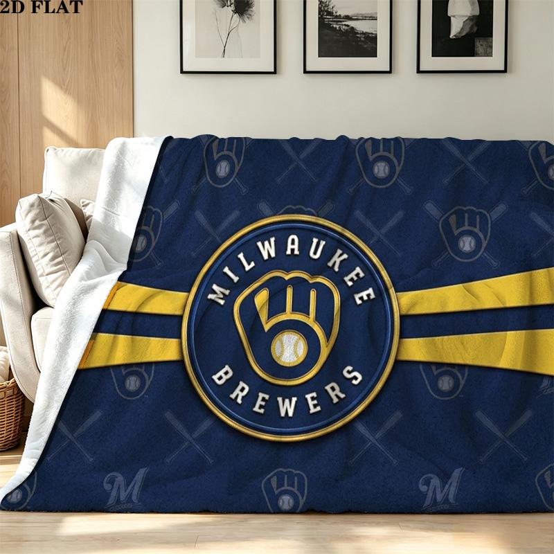 Milwaukee Brewers Print Flannel Blanket High Quality Warm Comfortable Cover for All Seasons Perfect for Gifts Home Decor