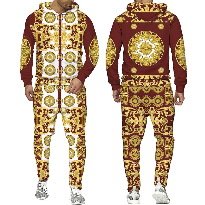 Золотой Пномпень, мужской спортивный костюм с 3D принтом в стиле хип-хоп, толстовка с длинными рукавами, брюки, костюм, весенне-осенний мужской комплект спортивной одежды для бега