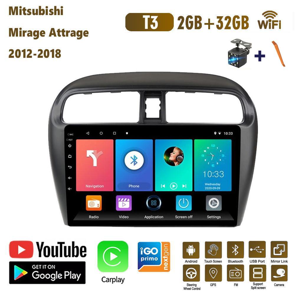 9-дюймовый автомобильный радиоприемник Carplay для Mitsubishi Mirage Attrage 2012-2018 автомобильный мультимедийный видеоплеер GPS-навигация WIFI 2 + 32 ГБ
