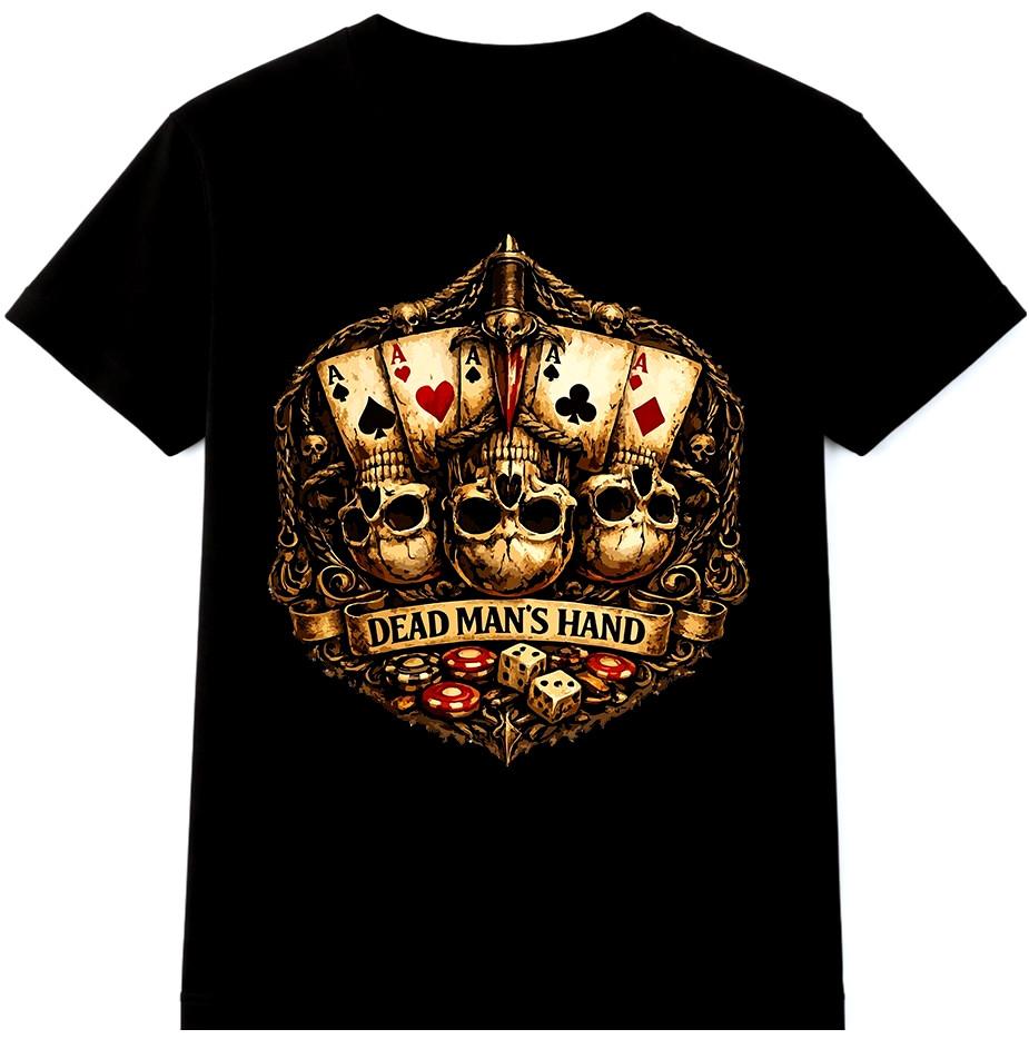 Poker T Shirt Dead Mans Hand Four Aces Gambling Cards Graphic Tee