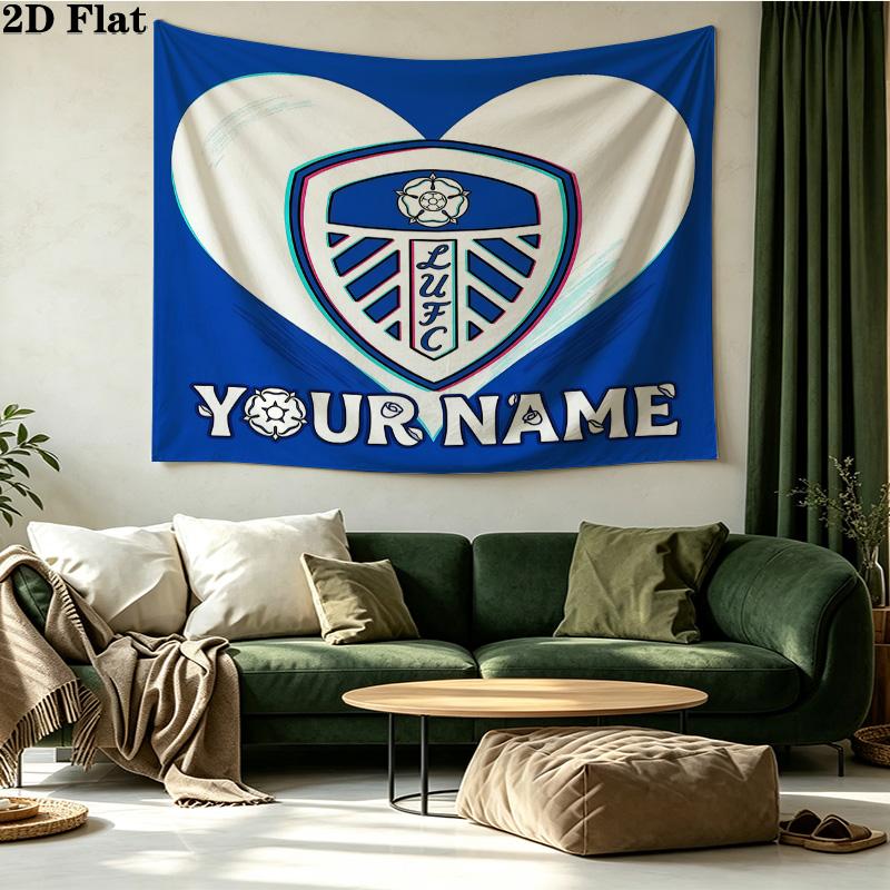Custom Name Leeds United2 Printed Tapestry – Wall Hanging for Bedrooms, Dorms, and Home Decor