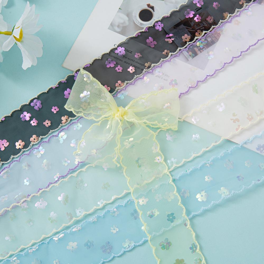 Sequin Snow Gauze Fabric Ribbons Stripe Pattern DIY Ribbons New Satin Ribbons Gift Wrapping