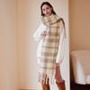 Custom-spun 20 Wool Designer High-end Simple Plaid Scarf Autumn and Winter New Women's Soft Warm Shawl Scarf