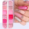 12-Compartment Mixed Nail Glitter Powder, Holographic Hexagon Flakes, Sparkly Sequins for Nail Art Designs