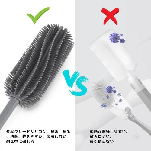 ddLUCK Extra Long Handle Silicone Bottle Brush, BPA-Free, for Cleaning 40cm Water Bottles, Hydro Flasks, Sports Bottles, Vases, Thermoses, and Other G