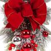 Artificial Christmas Wreath Staircase Decoration with Balls for Home Fireplace Window Door Table