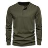 Men's Long Sleeve Henley Shirt Heavyweight Vintage Tough Men's Slim Round Neck Long Sleeve T-Shirt Mens