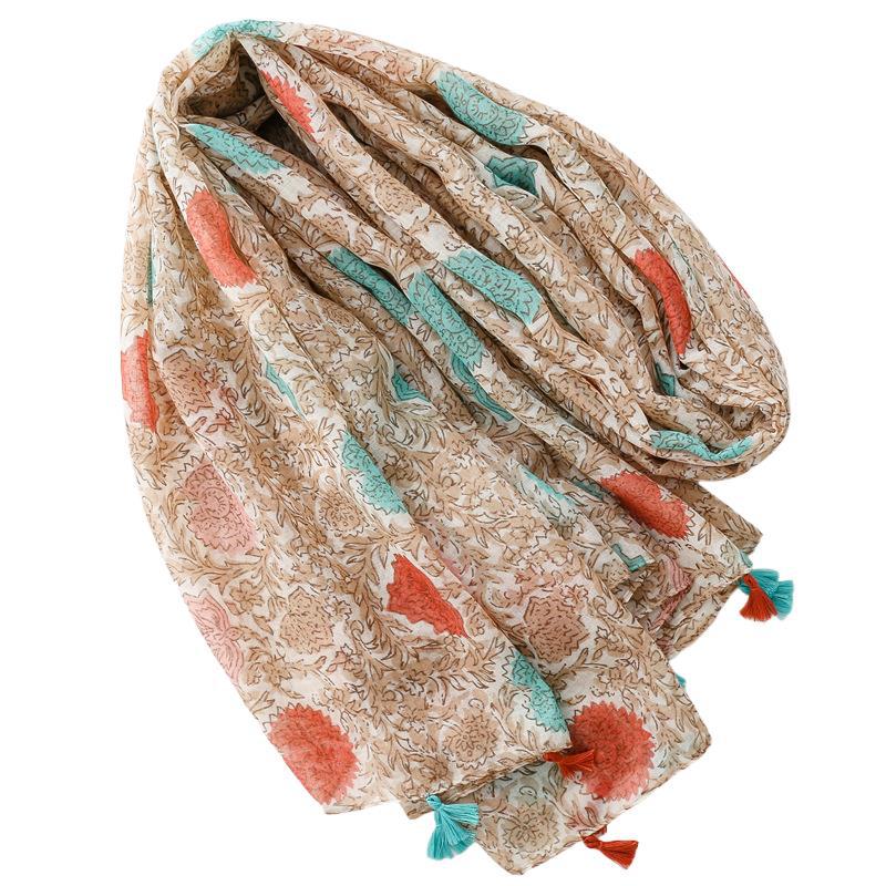 Four Seasons Женский Дорожный Солнцезащитный Шарф Художественные Аксессуары Фотография Балийская Пряжа Цветочная Шаль Растения Цветы