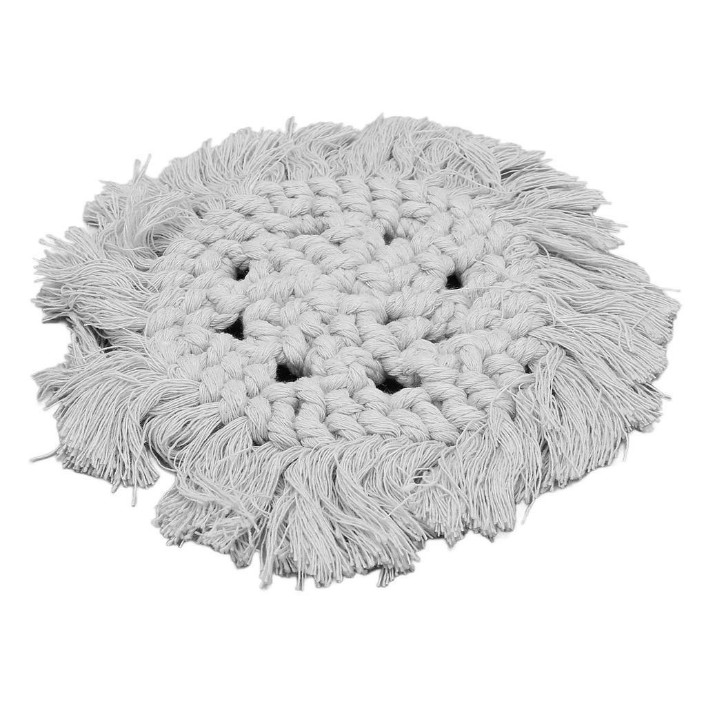 4pcs Cotton Thread Woven Drink Coasters with Tassel Round Pure Color Elegant   Lipstick Pot Pads Mats