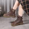 Genuine Leather Women's Boots Cotton Shoes Cowhide Plush Warm Round Toe Thick Soled Short Boots