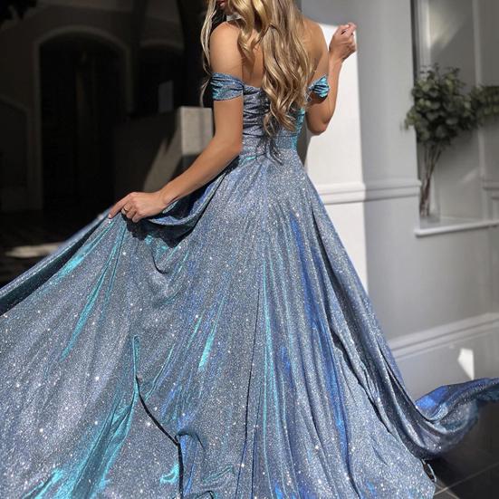 Женское платье с открытыми плечами, блестящие пайетки, обтягивающее, большие размеры, высокая талия, разделенный подол, сексуальное трапециевидное платье, большие качели, длина до пола