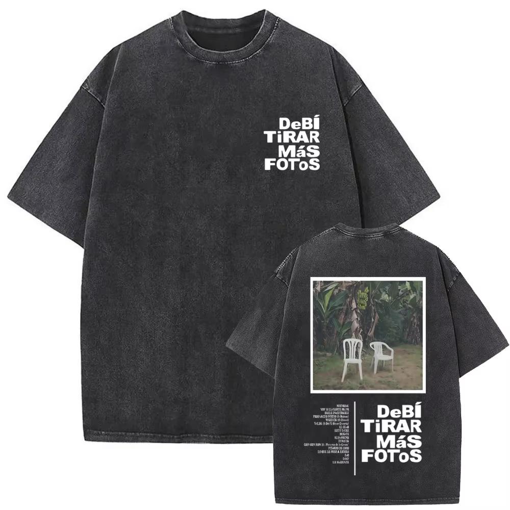 Washed Vintage Bad Bunny Un Verano Sin Ti Graphic Tshirt Mens Fashion Oversized Streetwear Women High Quality Cotton T Shirts
