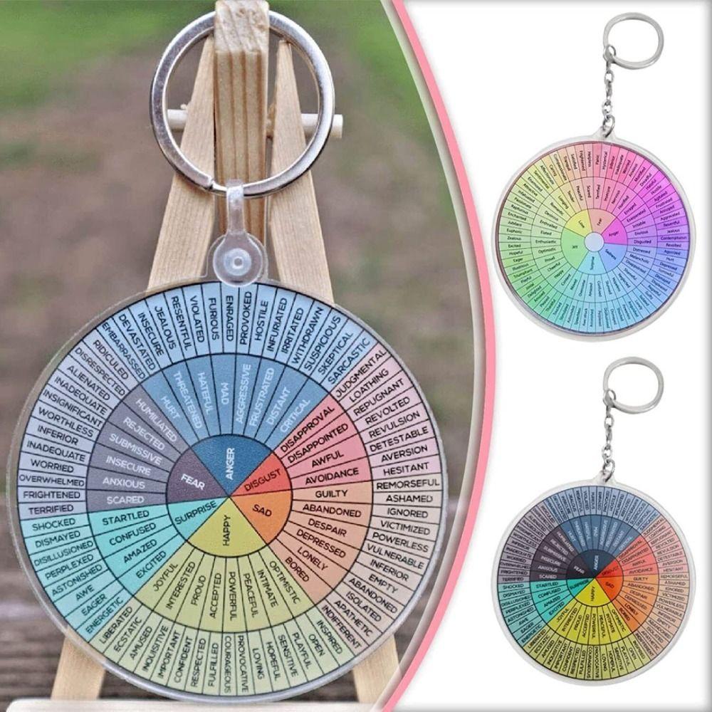 Key Chain Jewelry Double-Sided  Keychain Bag Pendant Car Keyrings Feelings Wheel Keychain