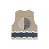 Vans X Rokit Geometric Pattern Stripe Print Multi-Pocket Vest Unisex Outerwear Khaki VN0005XAKHK