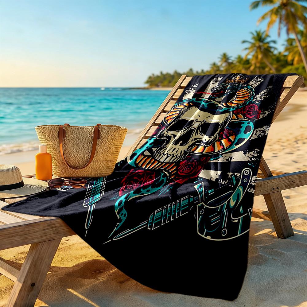 Tattoo Style Beach Towel Quick-Dry Soft Microfiber Comfortable Lightweight Portable for Swimming,Beach,Camping, Travel, Beach Accessories,Gym