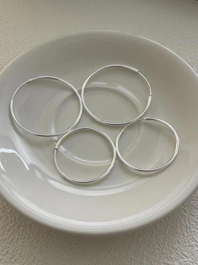 S925 Sterling Silver Thick Large Hoop Earrings for Women, Elegant Design, New Arrival