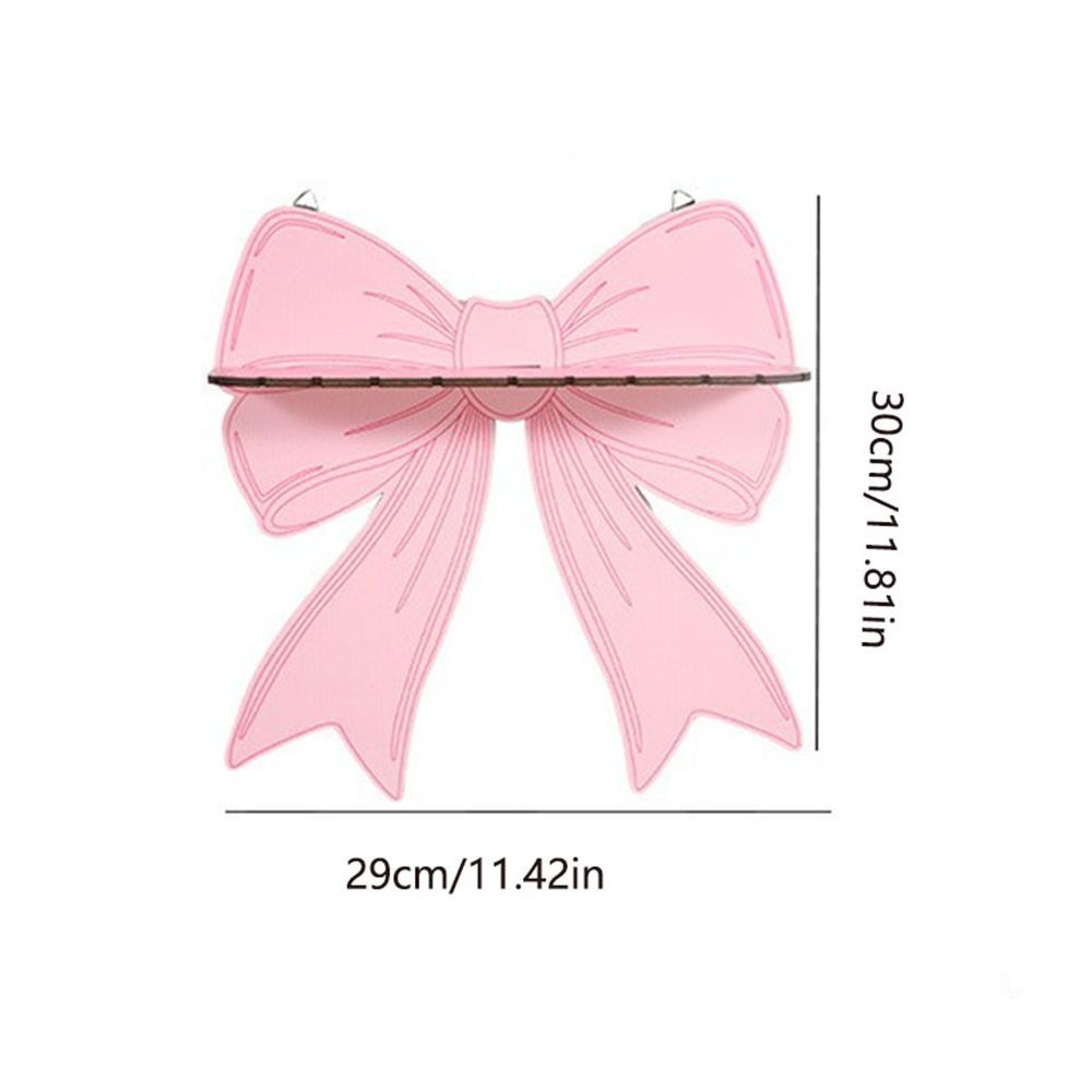 Pink Bow Wall Mounted Shelf Wooden Holder Wood Storage Rack Wall Storage Holder Girls Room