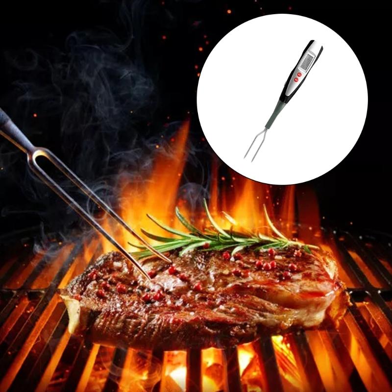 Digital Meat Thermometer Fork Grilling & Barbecue Fast Instant Read Electronic with Ready Alarm Quick Accurate