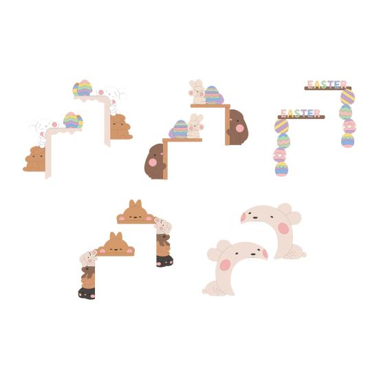 1/2Pcs Easter Bunny Door Corner Decoration Farmhouse Rustic Cartoon Rabbit Door Frame Sign Front Door Edge Topper Ornament