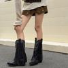 Cowboy Boots Embroidered Autumn And Winter Knight Boots Large Size Fringed Thick Heel Rivet Western Tall Boots