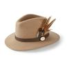 Solid Sheep Felt Hat Leather Trim Felt Hat Fashionable Wool Top Hat With Feathers