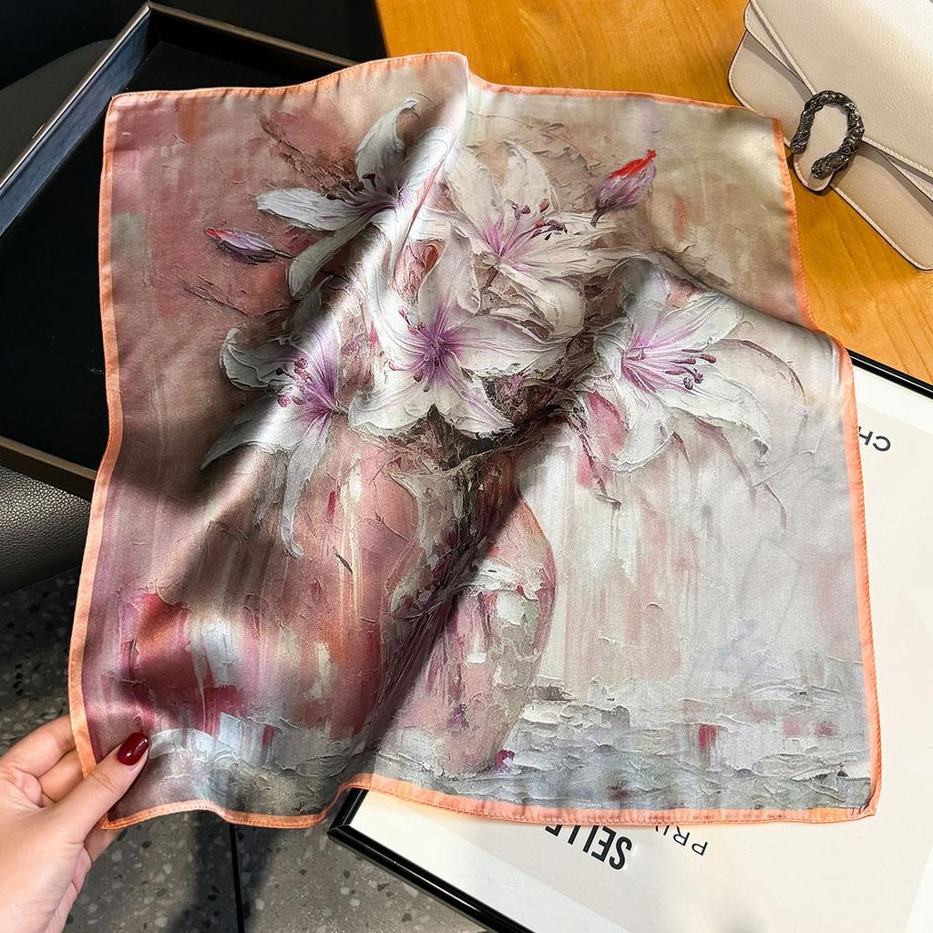 100% Натуральный Шарф из Шелка Женский Квадратный Галстук на Шею Шарфы Шали Накидки для Леди Фуляр Шарфы Пашмина Женский Хиджаб Бандана буфанда