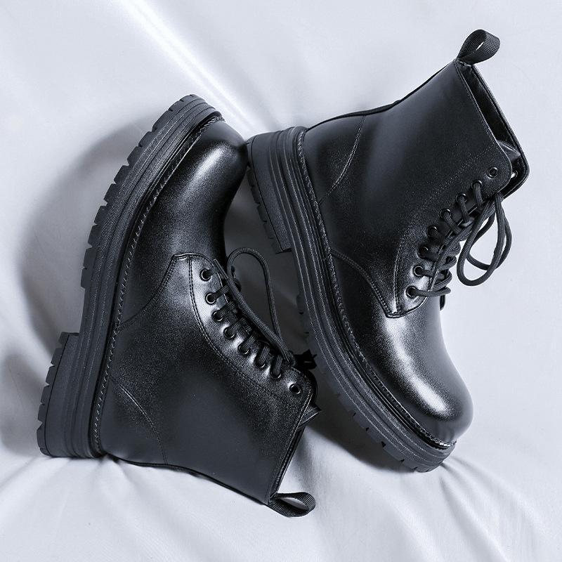 Ботинки Martin мужские в британском стиле с высоким берцем, зимние бархатные кожаные туфли средней высоты, ботинки Chelsea Tooling 22712-R