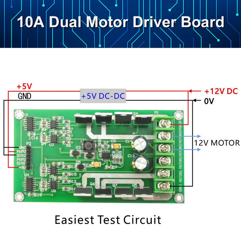 10A Драйвер-контроллер для двух двигателей Пиковый ток 30A H-мост MOSFET Плата драйвера DC двигателя 3V-36V IRF3205 с функцией торможения