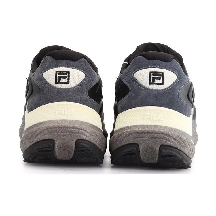 FILA Flusso Icona Textile, Top Grain Cow Leather Low top Casual Shoes Men's Black Gray F12M213113FBT