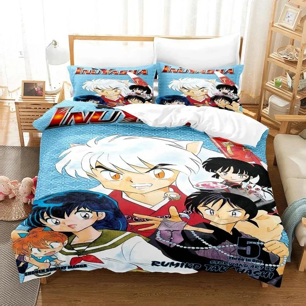 New Fashion Inuyasha Bedding Collection Single Twin Full Queen King Size Bed Collection Adult Kid Bedroom 3D Anime Bed Sheets And Pillowcases