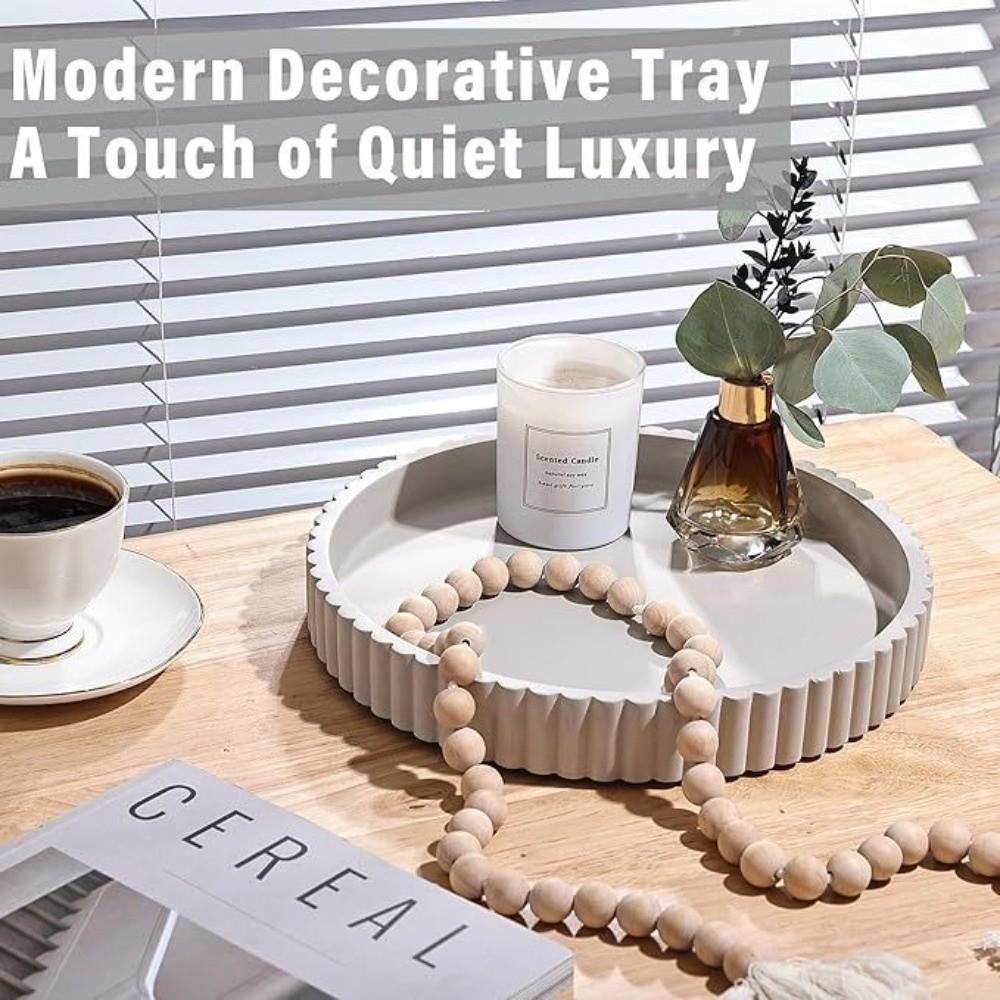 Wavy Edge Modern Decorative Tray Round Shape Multifunctional Tray New Storage Tray Coffee Table