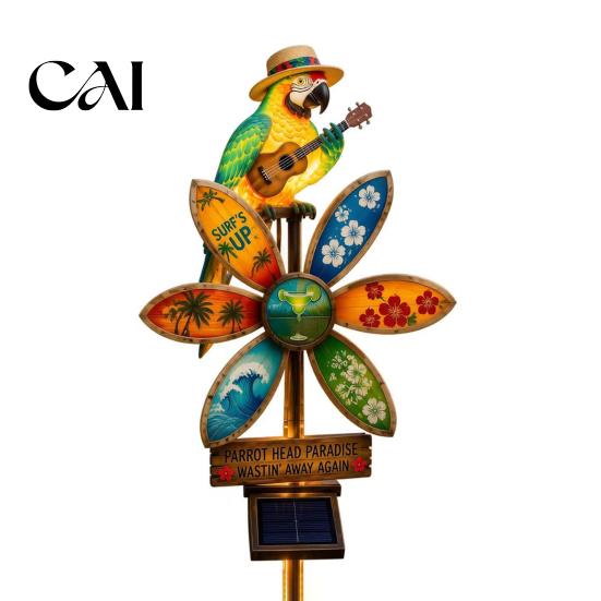 Backyard Patio Decor Resin Solar Parrot Garden Light Ground Stake, Waterproof Outdoor Stake Tropical Energy Saving Lamps Yard for Lawn Pathway